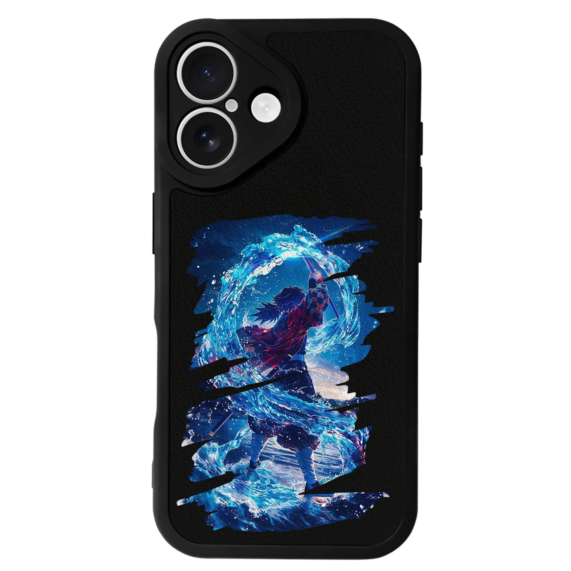 鬼滅の刃 グッズ,冨岡 義勇 - IPhone 16シリーズ対応 ・ シリコンスマホケース ・ レザー調 ・ 高精度フィット ・ 耐衝撃 ・ ワイヤレス充電対応 ・ 精密カット